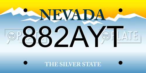 882AYT Nevada License Plate