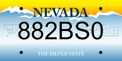 882BS0 Nevada License Plate