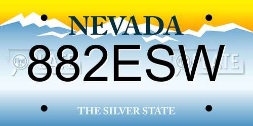 882ESW Nevada License Plate