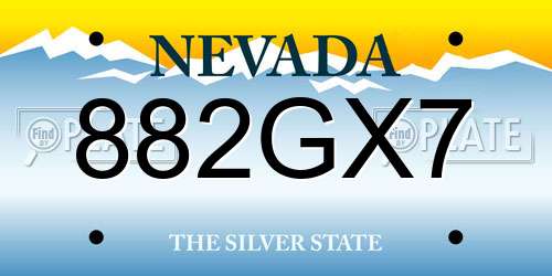 882GX7 Nevada License Plate