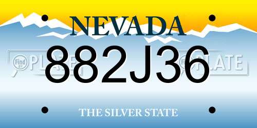 882J36 Nevada License Plate