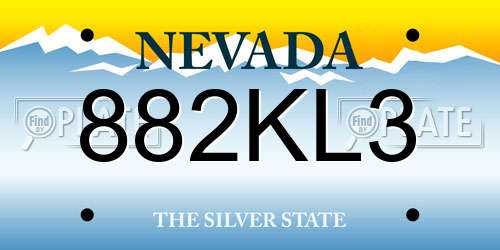 882KL3 Nevada License Plate