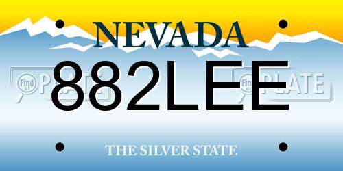 882LEE Nevada License Plate