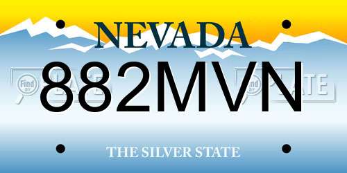 882MVN Nevada License Plate