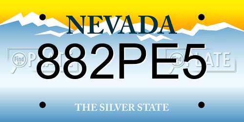 882PE5 Nevada License Plate