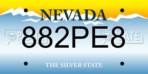 882PE8 Nevada License Plate