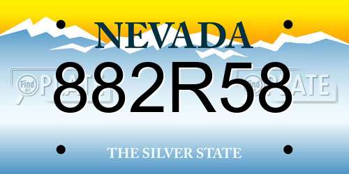 882R58 Nevada License Plate