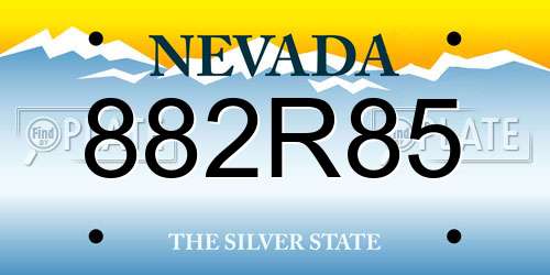 882R85 Nevada License Plate