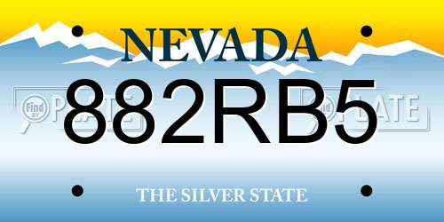 882RB5 Nevada License Plate
