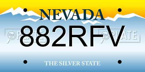 882RFV Nevada License Plate