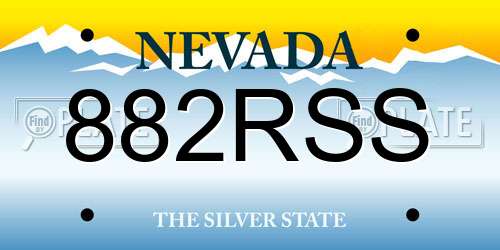882RSS Nevada License Plate