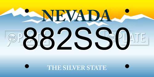882SS0 Nevada License Plate