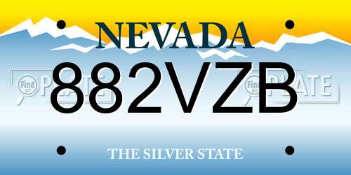 882VZB Nevada License Plate