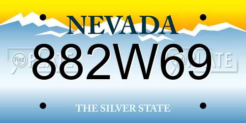 882W69 Nevada License Plate
