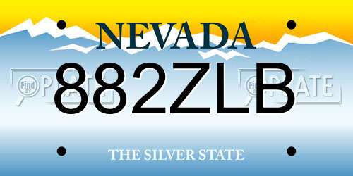 882ZLB Nevada License Plate
