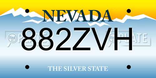 882ZVH Nevada License Plate