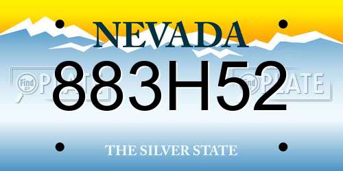883H52 Nevada License Plate