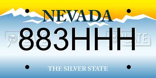 883HHH Nevada License Plate