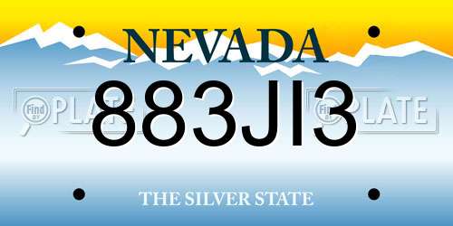 883JI3 Nevada License Plate