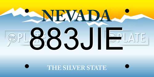 883JIE Nevada License Plate