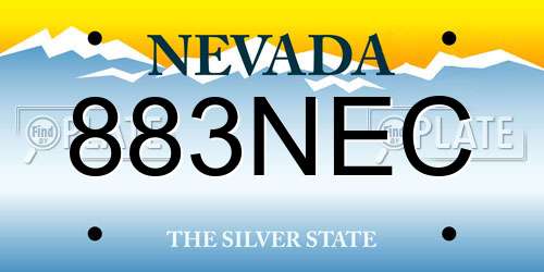 883NEC Nevada License Plate