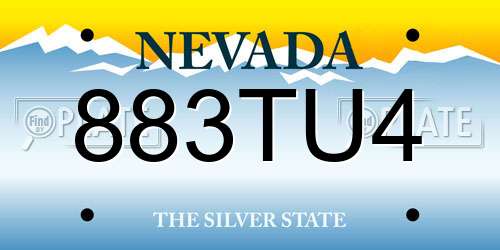 883TU4 Nevada License Plate