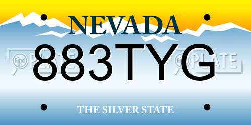 883TYG Nevada License Plate