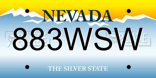 883WSW Nevada License Plate