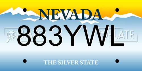 883YWL Nevada License Plate