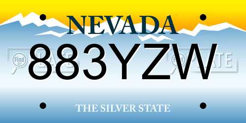 883YZW Nevada License Plate