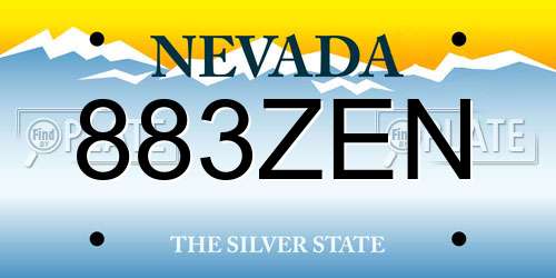 883ZEN Nevada License Plate