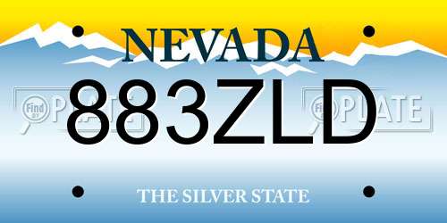 883ZLD Nevada License Plate