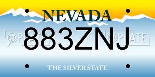 883ZNJ Nevada License Plate