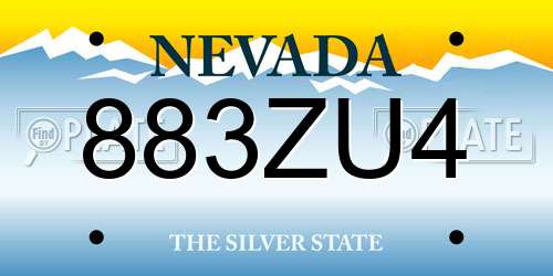 883ZU4 Nevada License Plate