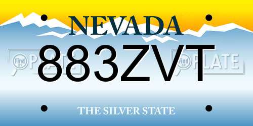 883ZVT Nevada License Plate