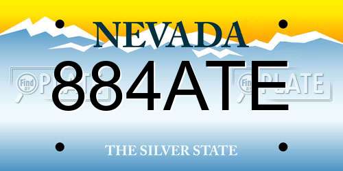 884ATE Nevada License Plate