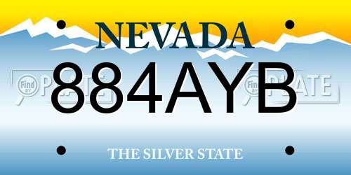 884AYB Nevada License Plate