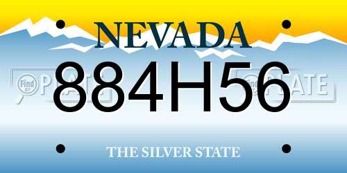 884H56 Nevada License Plate