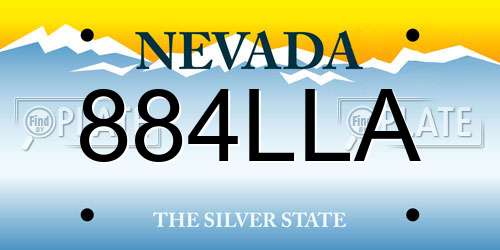 884LLA Nevada License Plate