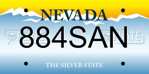 884SAN Nevada License Plate