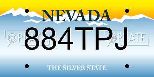 884TPJ Nevada License Plate