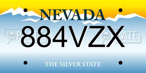 884VZX Nevada License Plate