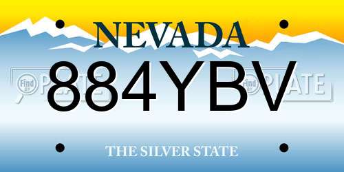 884YBV Nevada License Plate