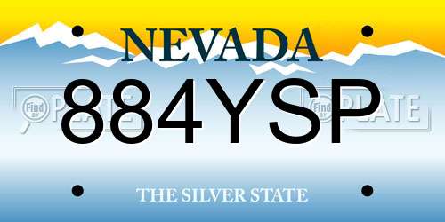 884YSP Nevada License Plate