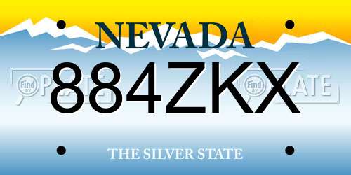 884ZKX Nevada License Plate