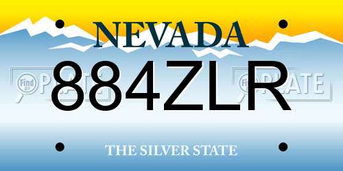 884ZLR Nevada License Plate