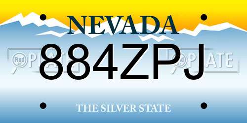 884ZPJ Nevada License Plate