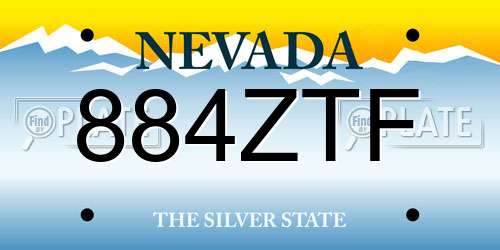 884ZTF Nevada License Plate
