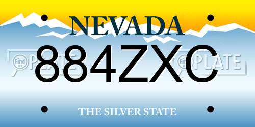 884ZXC Nevada License Plate
