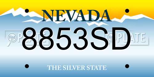 8853SD Nevada License Plate